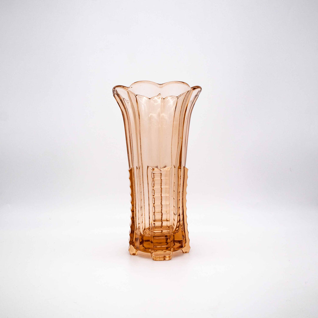 Art Déco Vase aus Rosalinglas, Rückseite