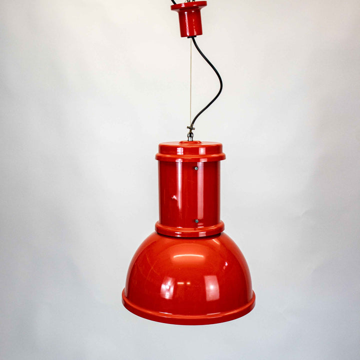 HerbstDrop-HerbstDrop-Vintage Rote industrial Lampe von Roberto Menghi für Fontana Arte; Rückseite