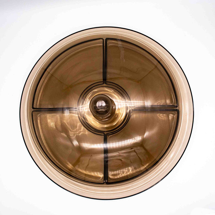 Tapas Platte mit Deckel aus Rauchglas, von oben fotografiert