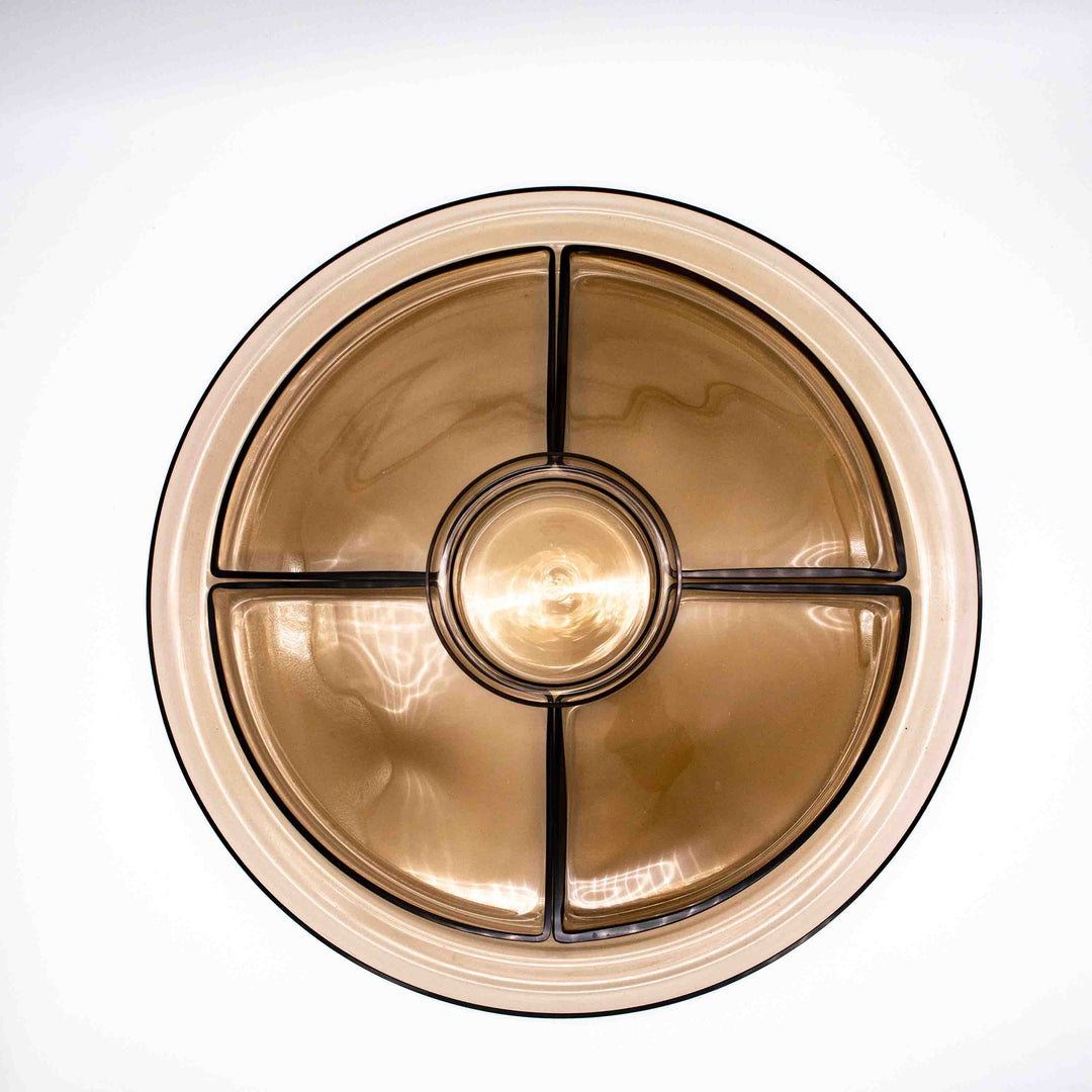 Tapas Platte mit Deckel aus Rauchglas, ohne Deckel