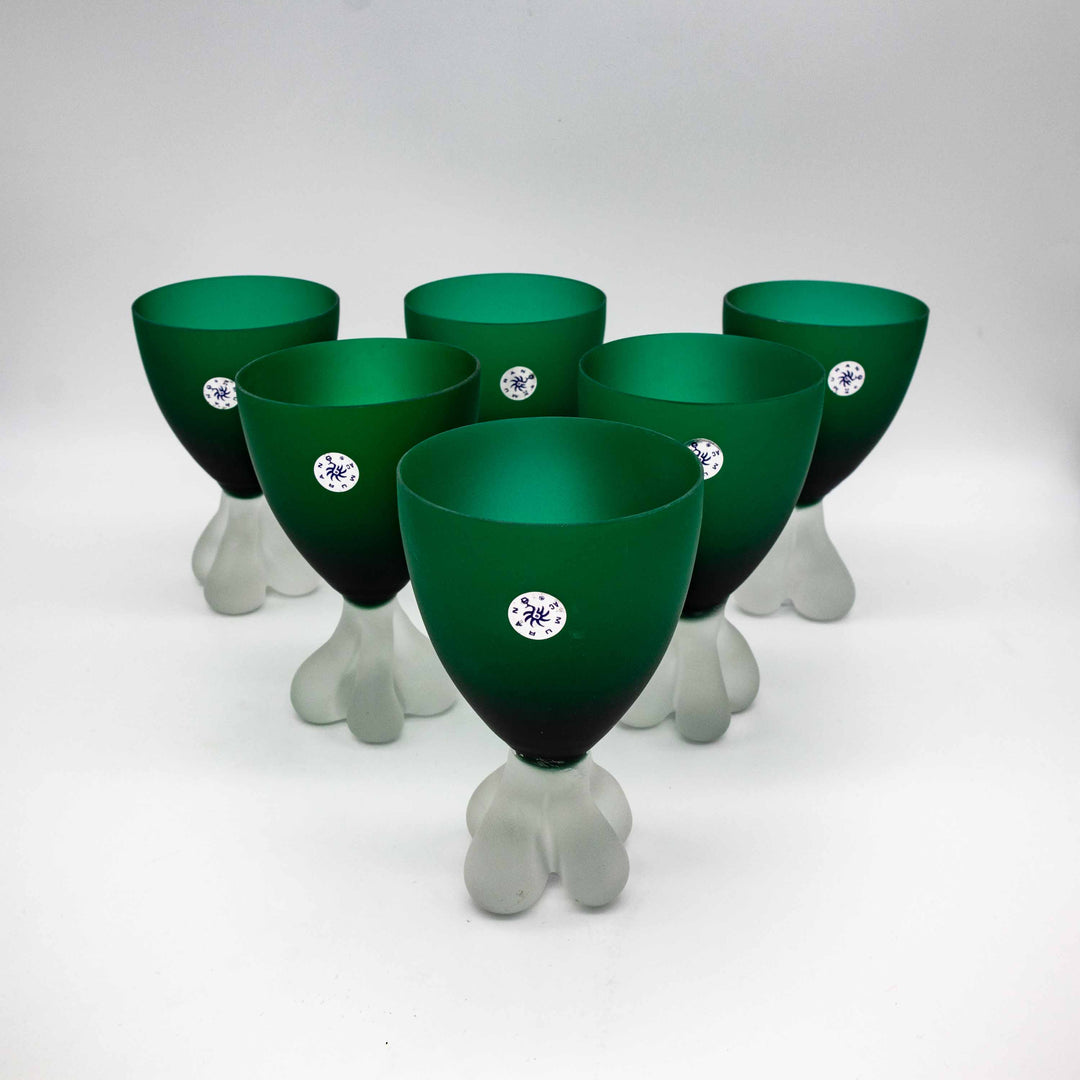 Satinierte Murano Trinkkelche aus Glas von AVEM, hintereinander