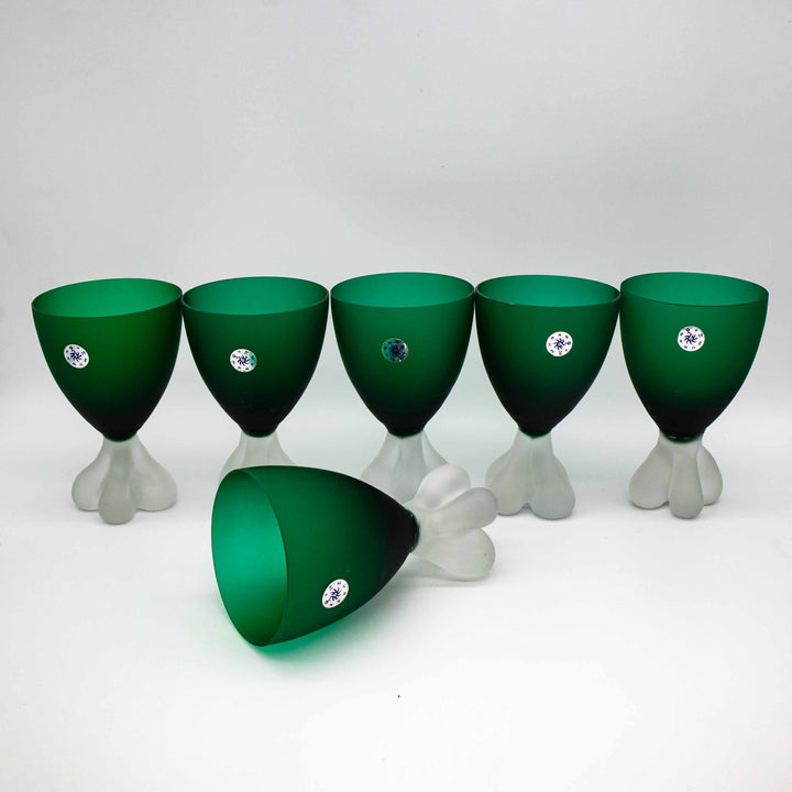 Satinierte Murano Trinkkelche aus Glas von AVEM, in einer Reihe