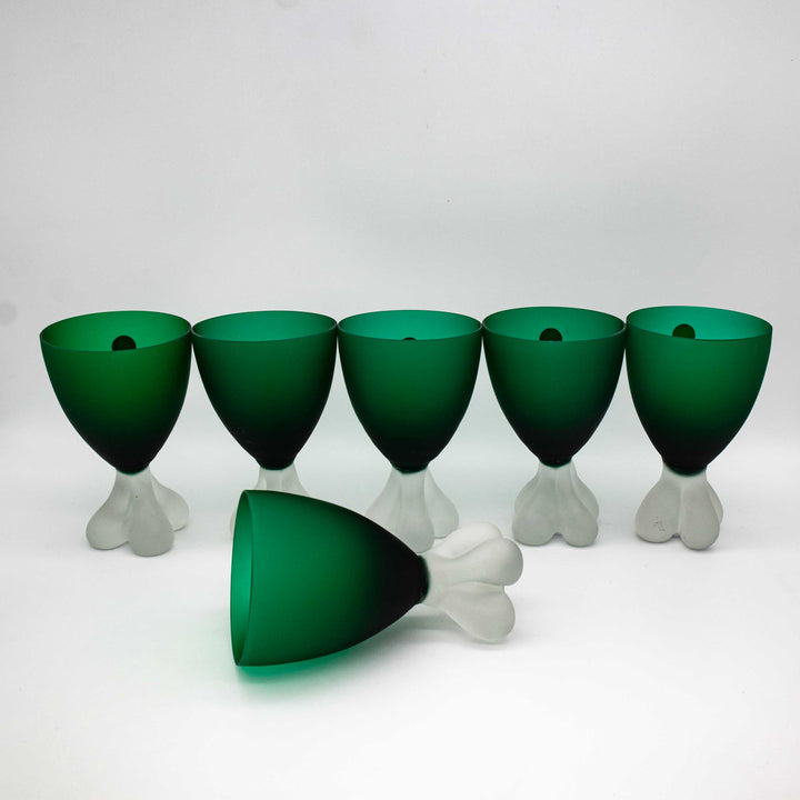 Satinierte Murano Trinkkelche aus Glas von AVEM, Rückseite
