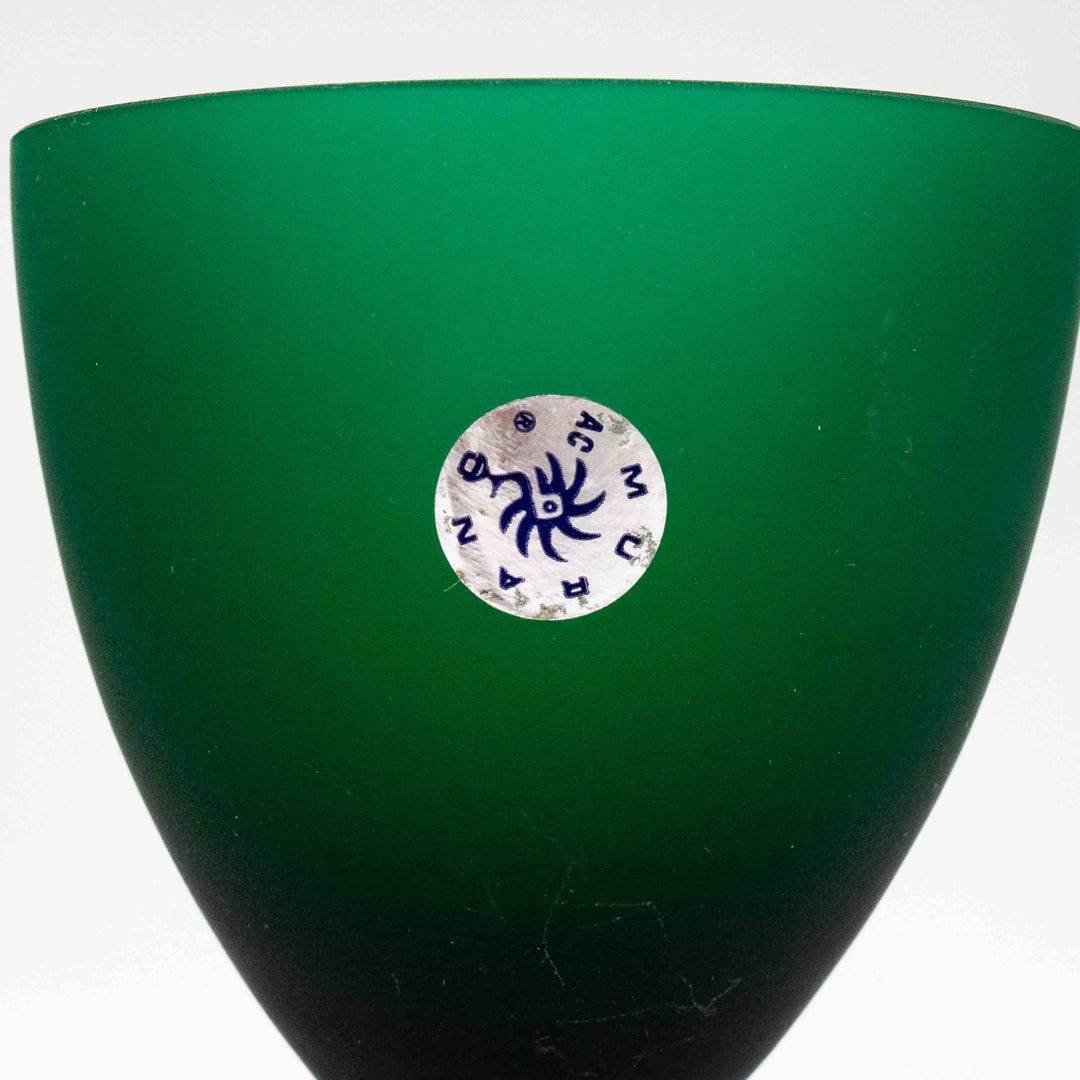 Satinierte Murano Trinkkelche aus Glas von AVEM, Detailansicht Etikett