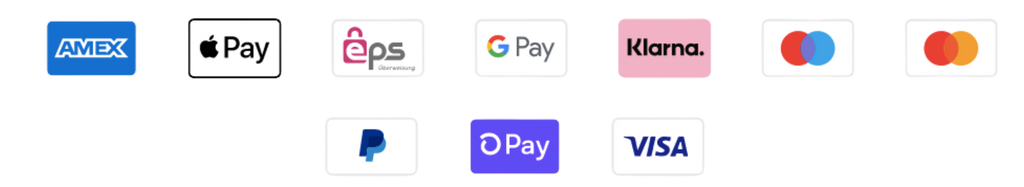 Zahlungsmöglichkeiten bei Tandlas: AMEX, Google Pay, EPS Überweisung, Apple Pay, Klarna, Maestro, Mastercard, Paypal, Shoppay, Visa