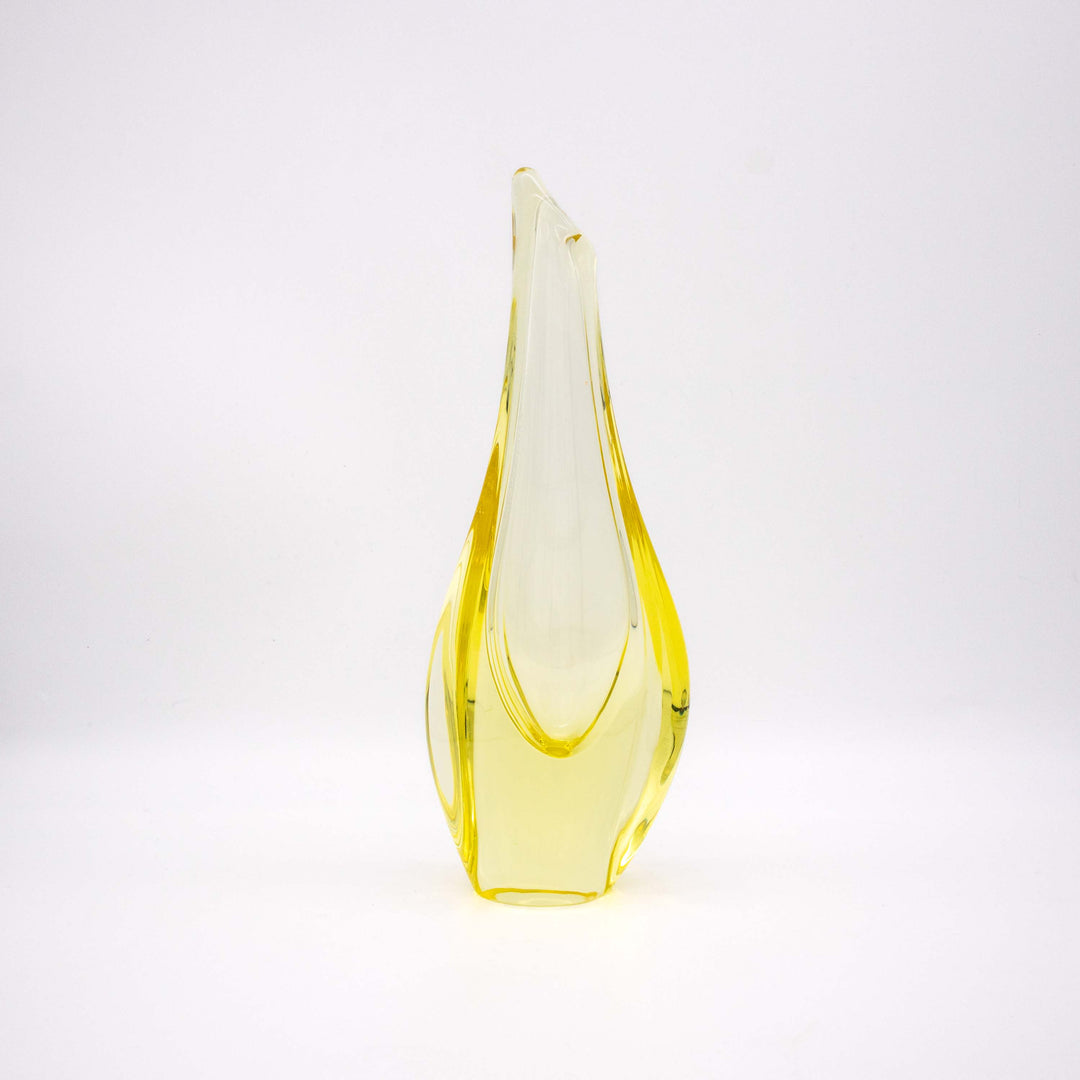 Vintage Gelbe Vase von Miroslav Klinger für Zelezny Brod, Vorderseite