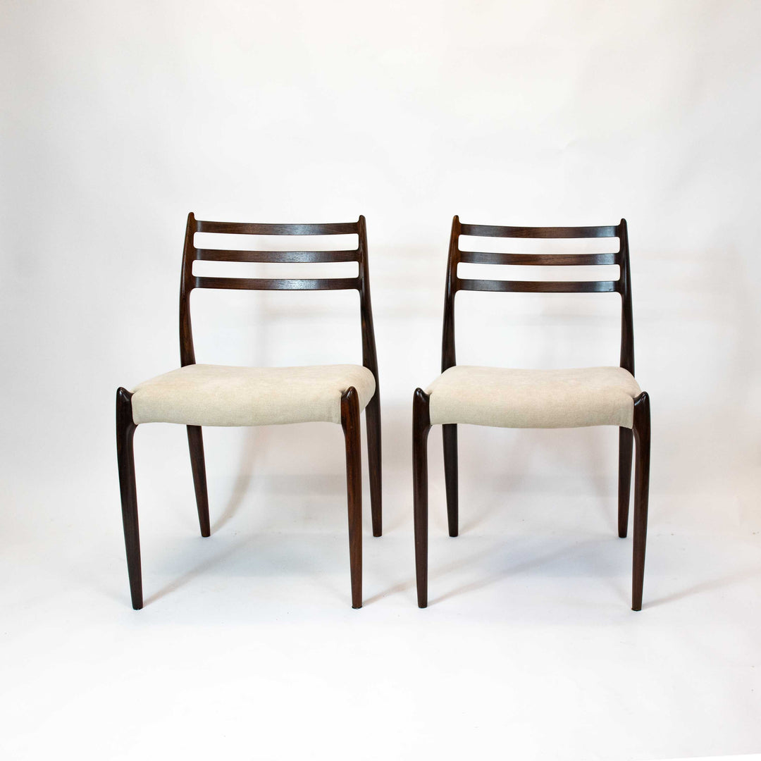 Vintage Palisander Sesselpaar von Niels Otto Møller Modell 78 ,Vorderseite
