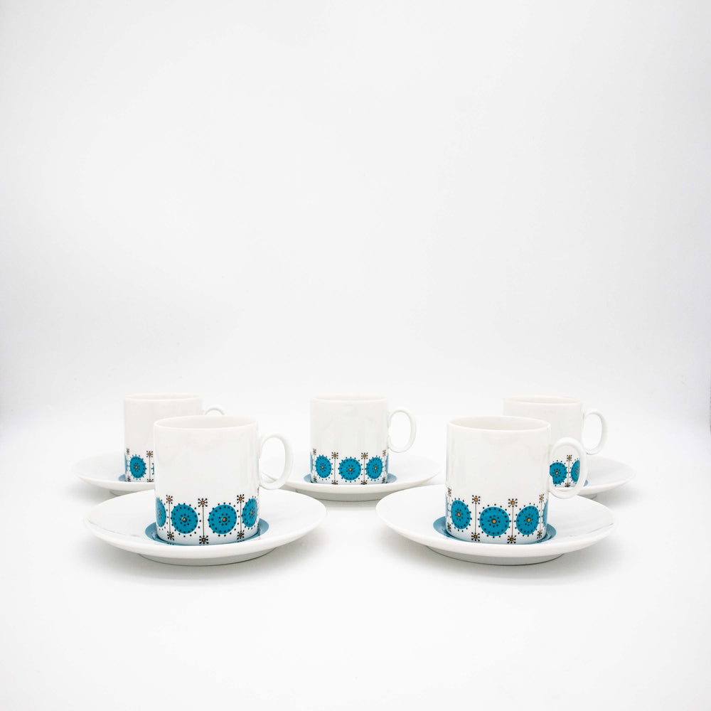 Vintage Porzellan Kaffeeservice Medaillon Smaragd von Thomas, Tassen