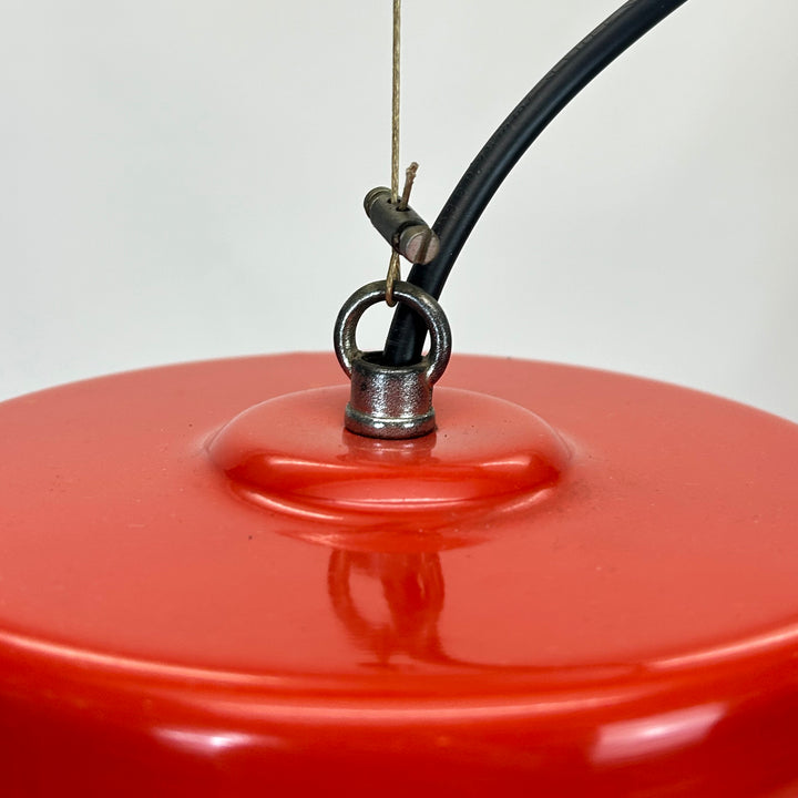 Vintage Rote industrial Lampe von Roberto Menghi für Fontana Arte; Halterung