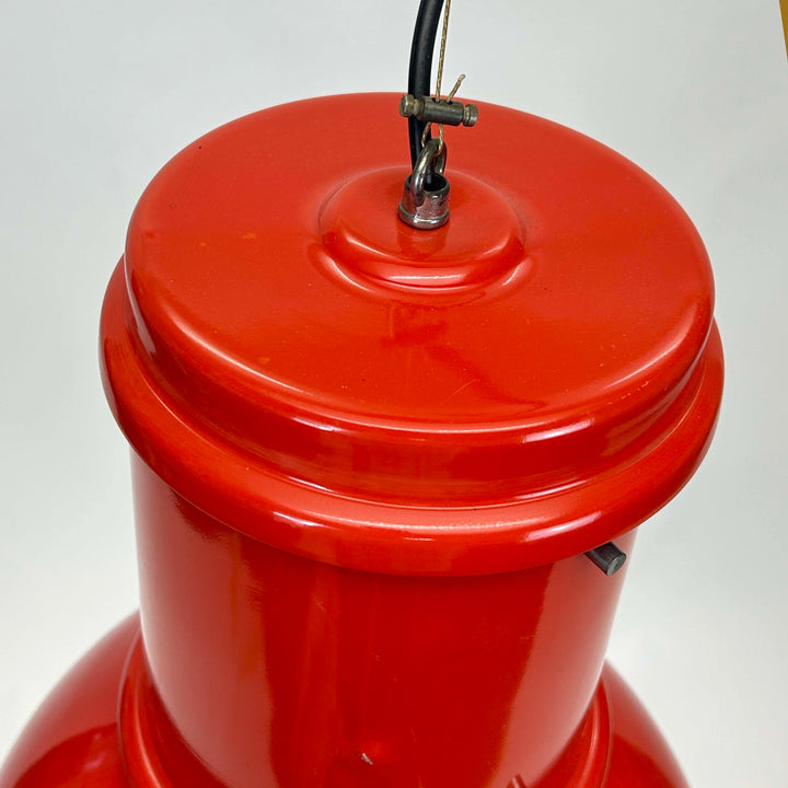 Vintage Rote industrial Lampe von Roberto Menghi für Fontana Arte; Oberseite