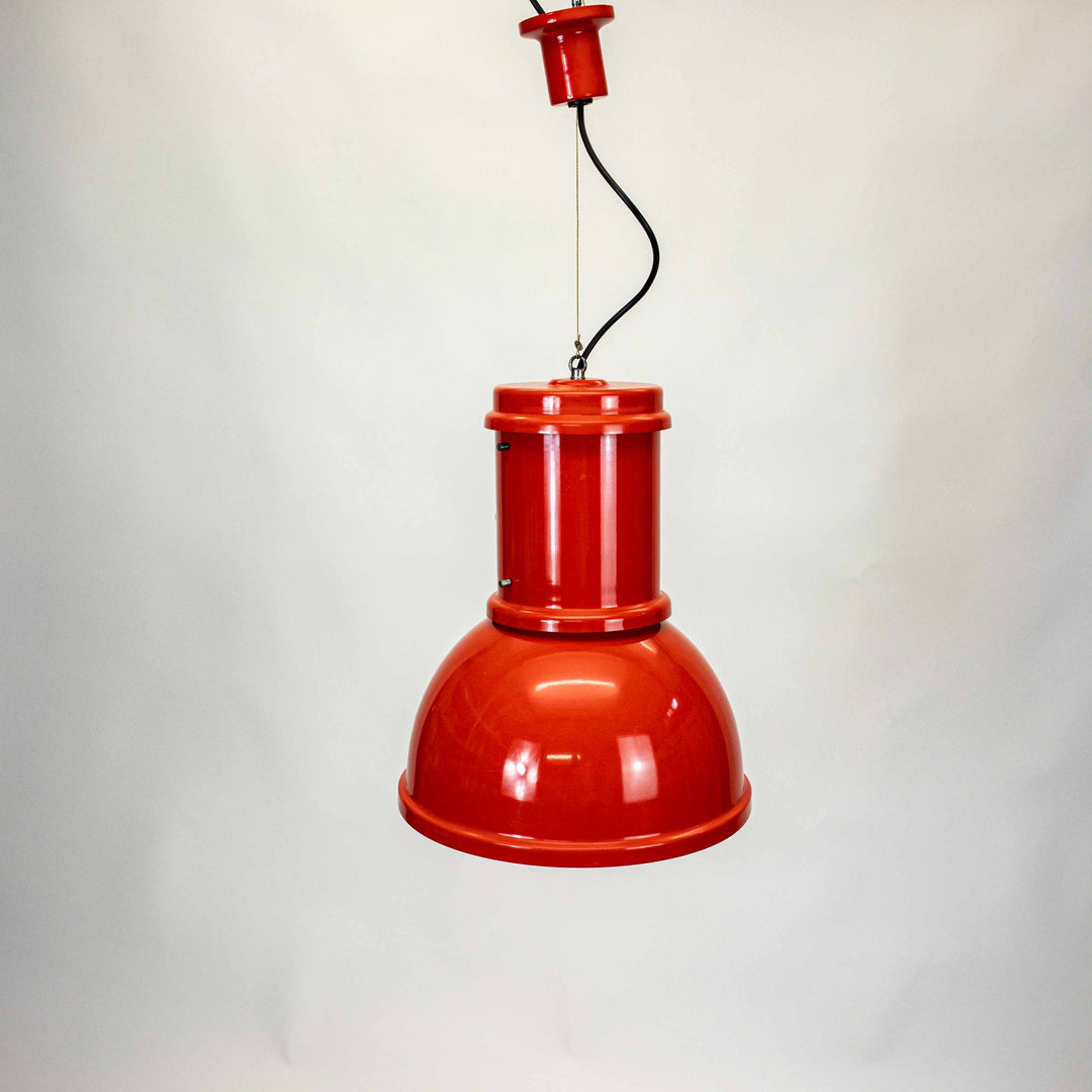 Vintage Rote industrial Lampe von Roberto Menghi für Fontana Arte; Vorderseite