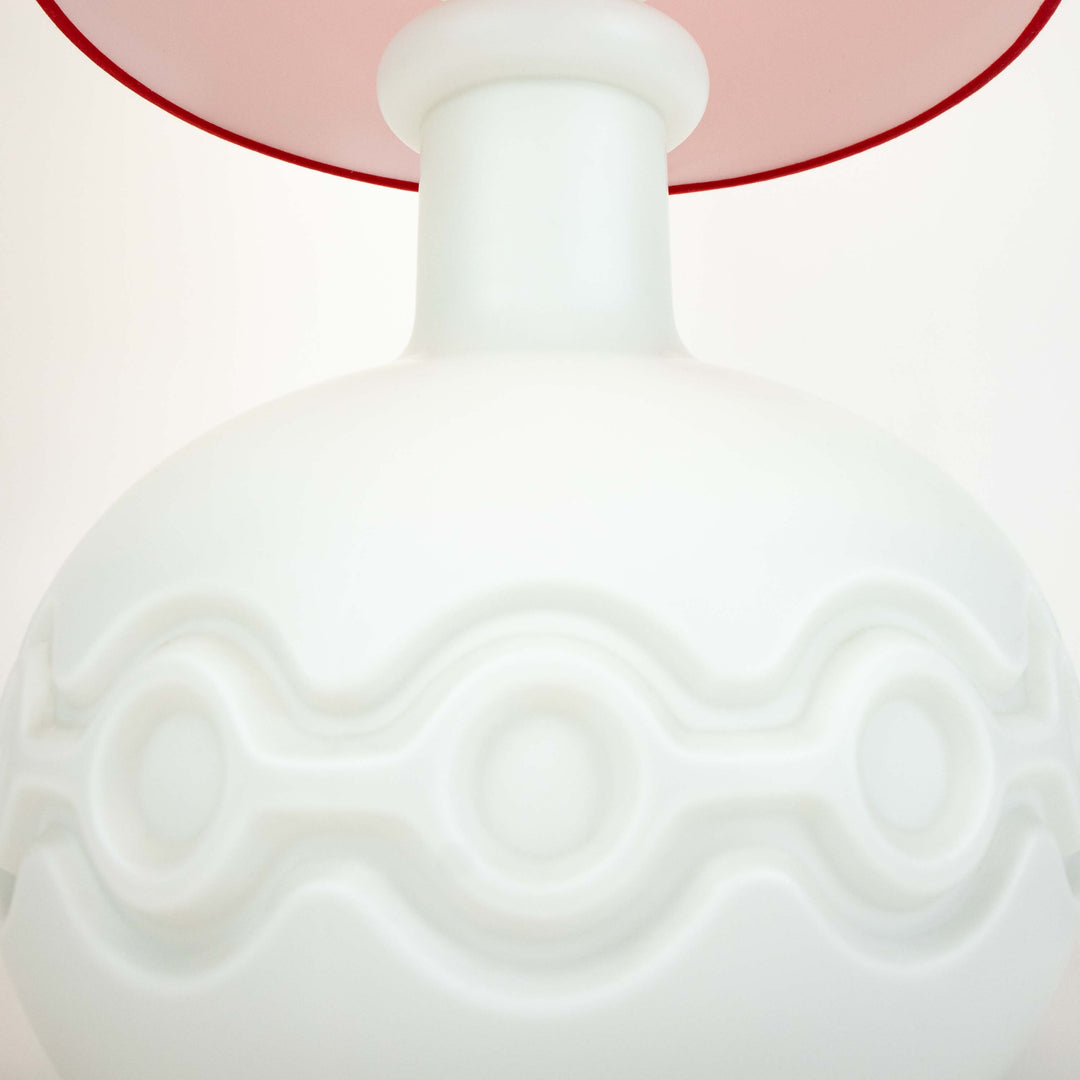 Vintage Space Age Standlampe von Peill & Putzler mit beleuchtetem Sockel, Detailansicht Fuß Glas