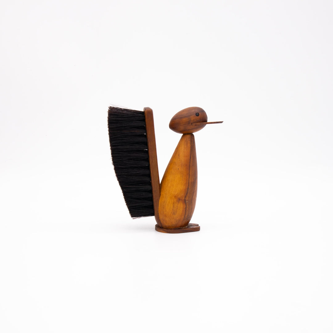 Vintage Teak Kleiderbürste in Entenform, Seitenansicht links
