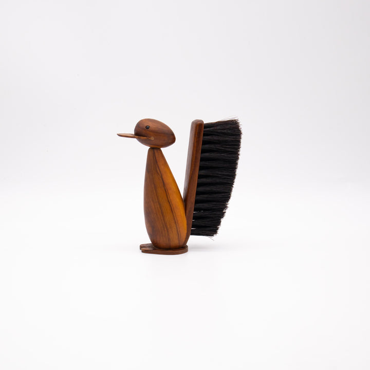 Vintage Teak Kleiderbürste in Entenform, Seitenansicht rechts