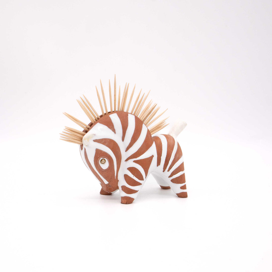 Vintage Zebra Zahnstocherhalter von Anzengruber, Seitenansicht rechts