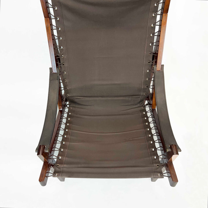 Hunter Chair und Hocker von Torbjørn Afdal für Bruksbo Møbler, Detailansicht Leinenbezug