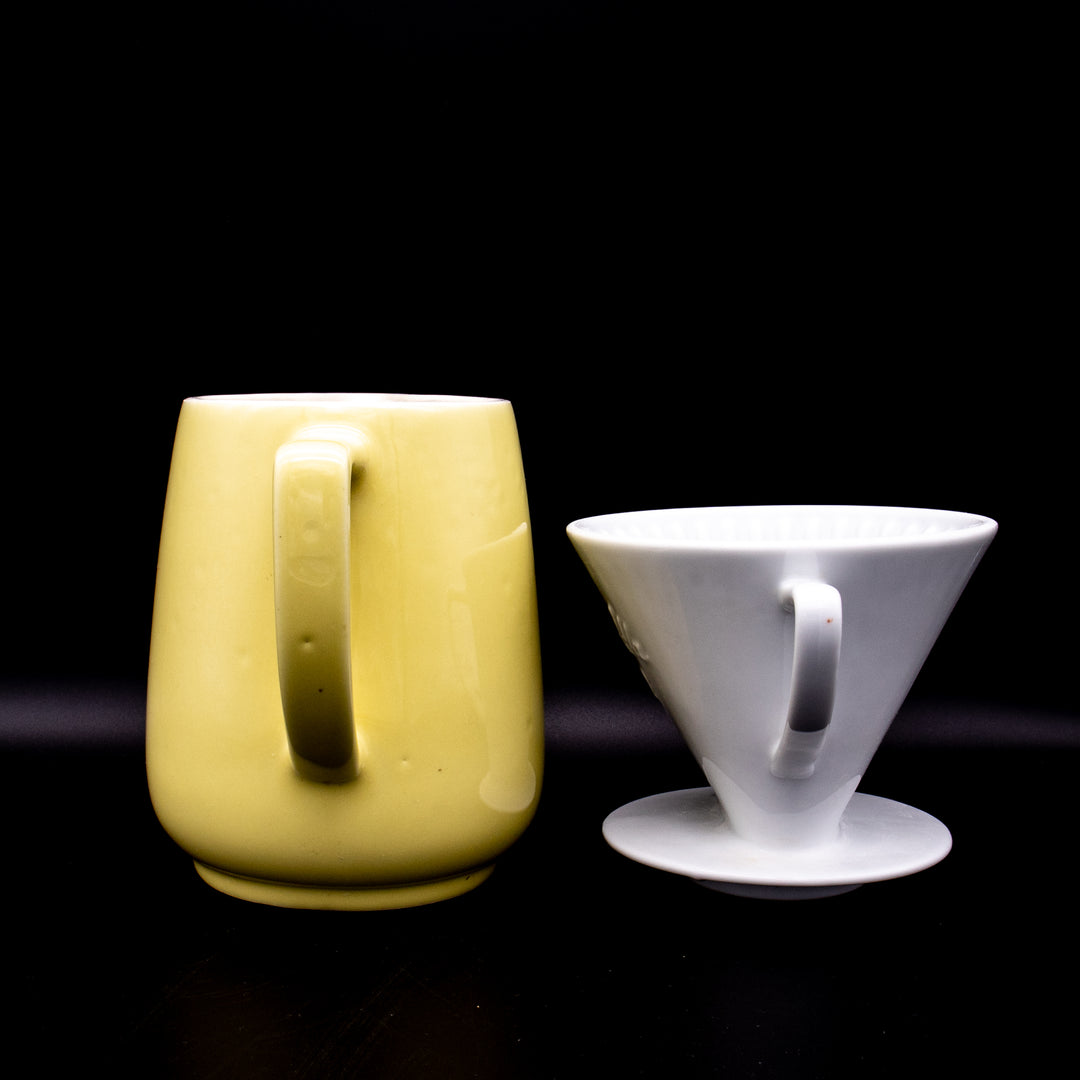 Gelbe Melitta Kaffeekanne Minden und Filter 102