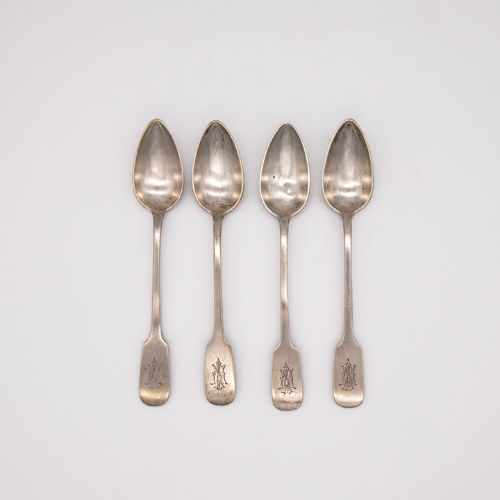Biedermeierliches Silber Grapefruit Löffel Set, Vorderseite