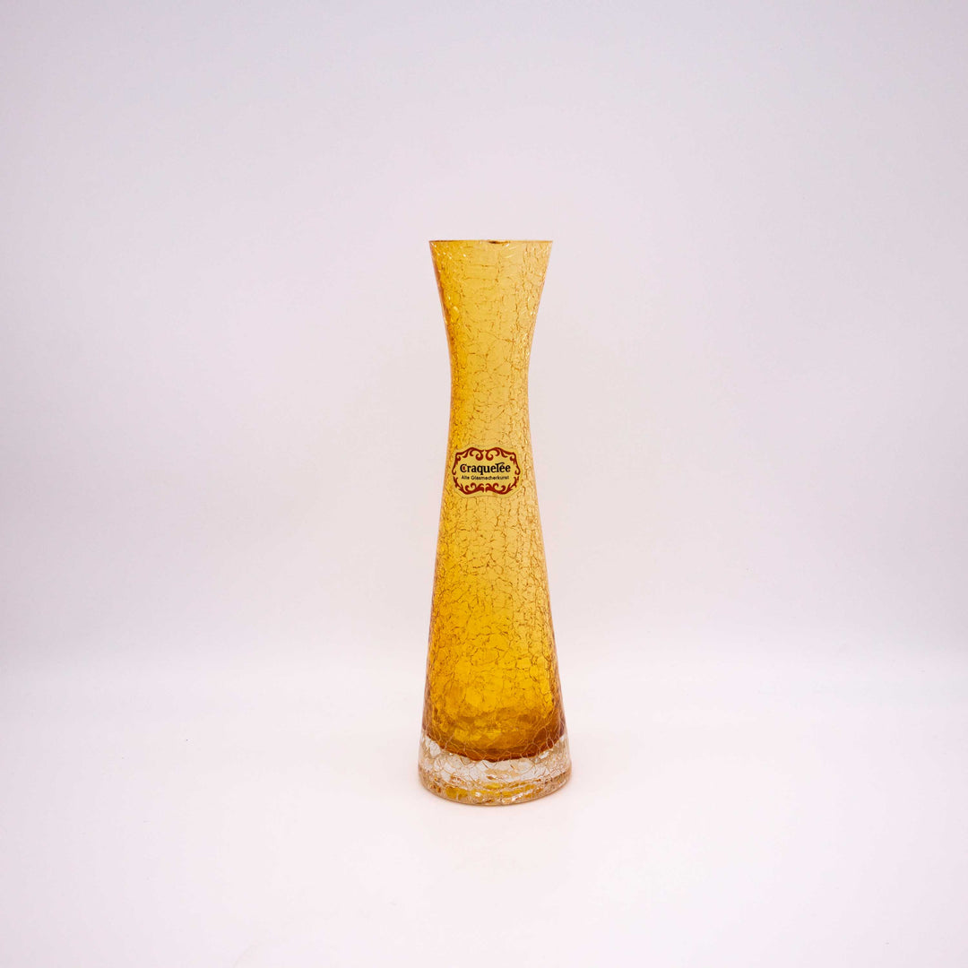 Gelbe Craquelé Vase von Ingrid Glas, Vorderseite