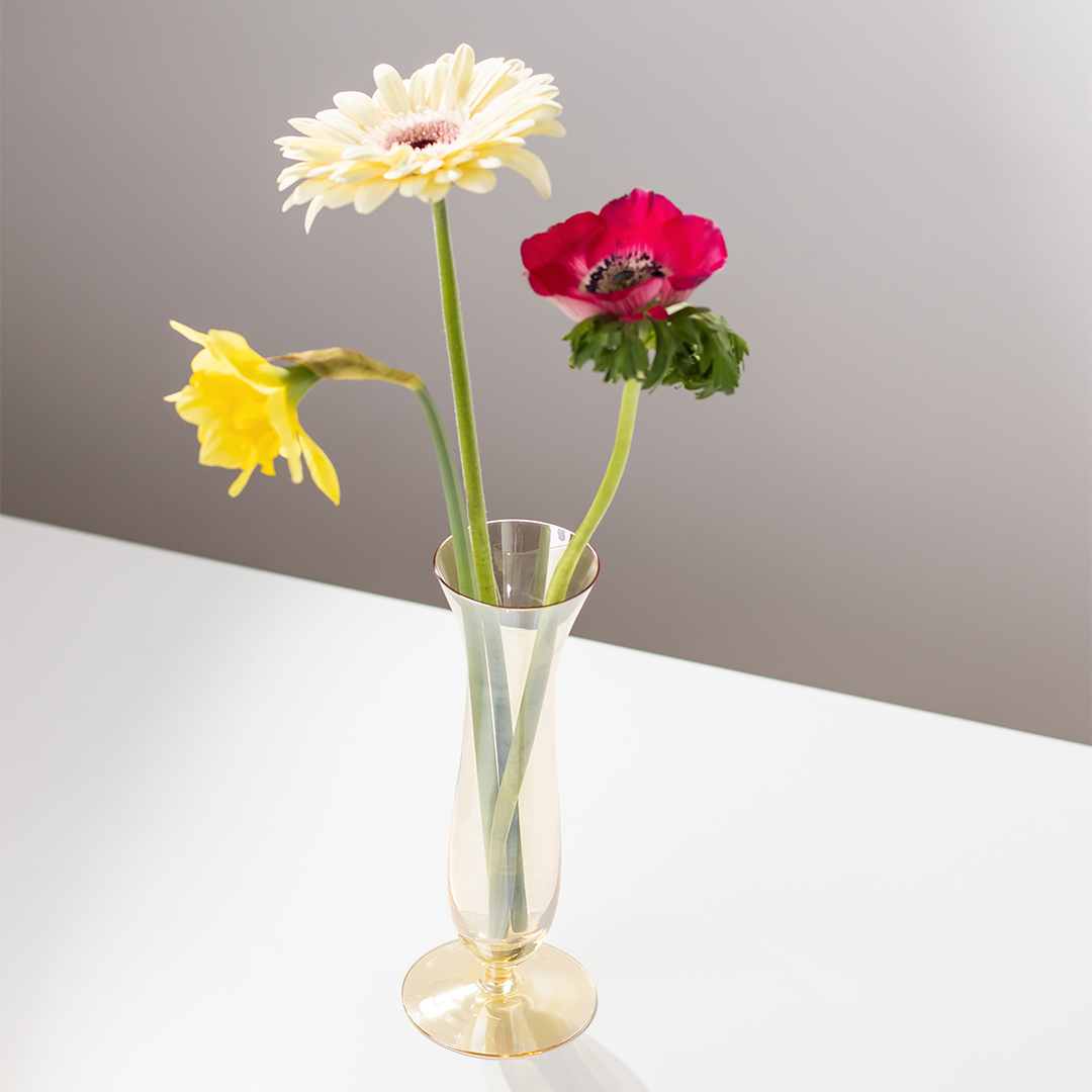 Lauscha Glasvase mit Blumen