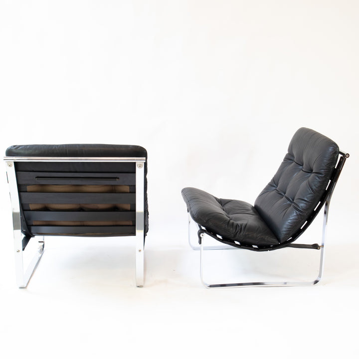 2 Stück "Spring" Lounge Chairs von Ingmar Relling für Westnofa, Seitenansicht links und Rückseite