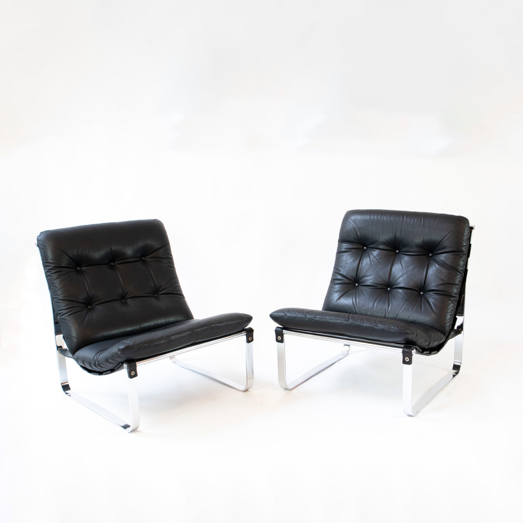 2 Stück "Spring" Lounge Chairs von Ingmar Relling für Westnofa, leicht schräg sthend