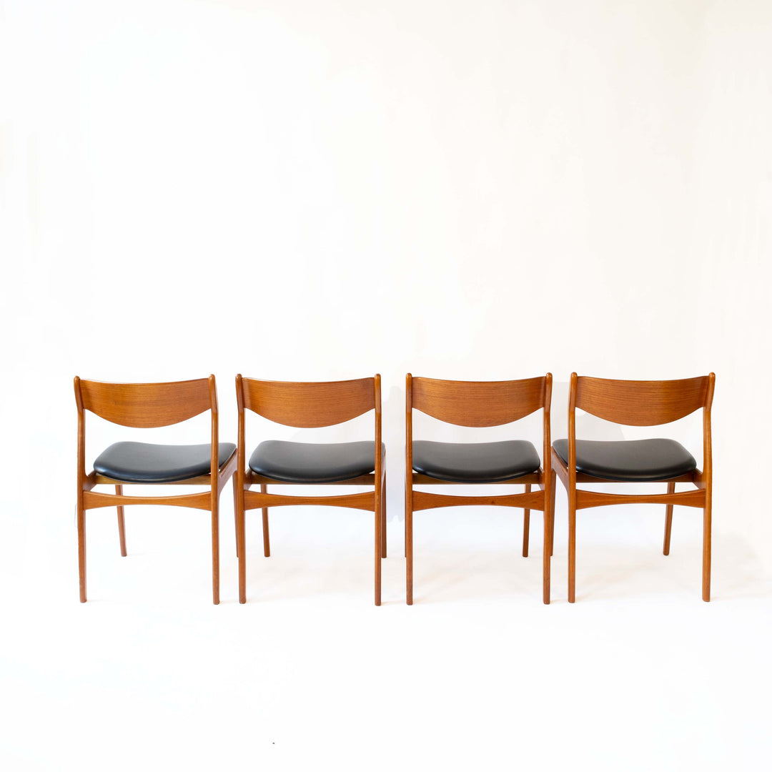 4 Stück Teak Sessel von P.E. Jørgensen für Farsø Stolefabrik, Rückseite