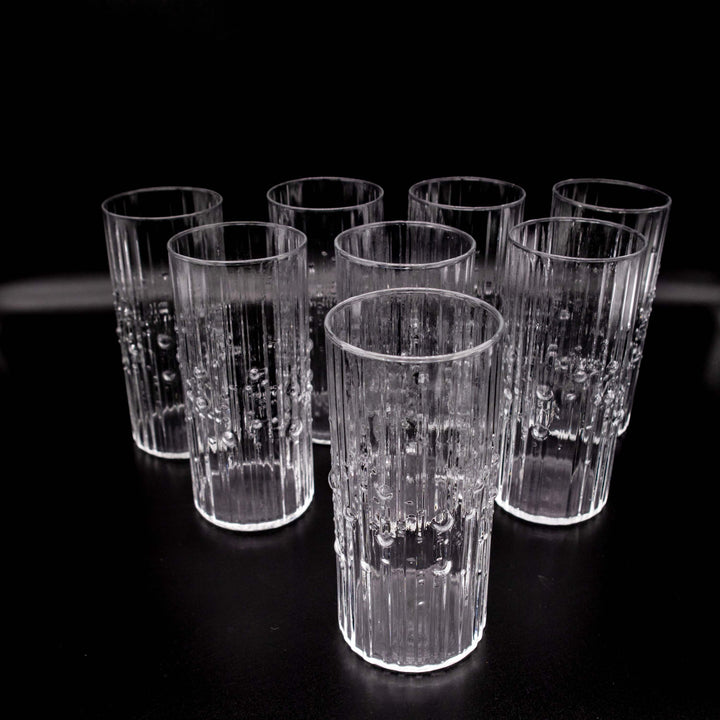 8er Set Tumbler Gläser Mesi von Tapio Wirkkala für Iittala, arrangiert nebeneinander