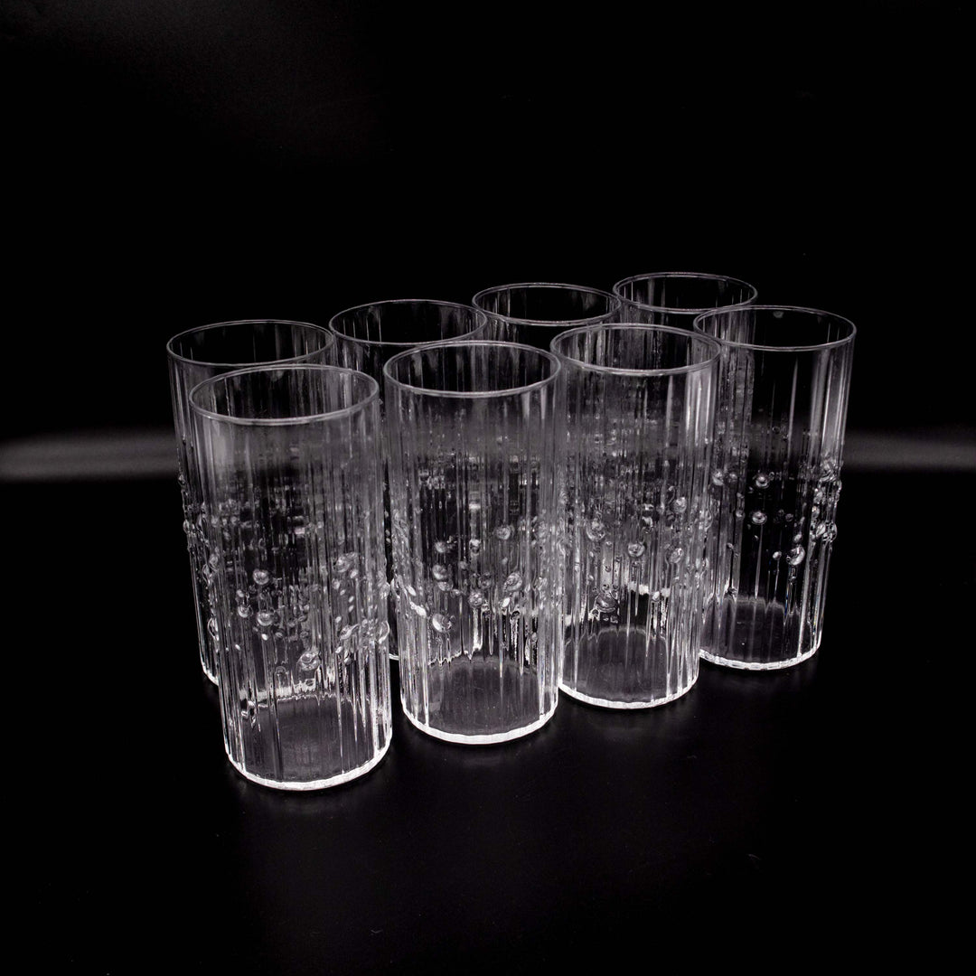 8er Set Tumbler Gläser Mesi von Tapio Wirkkala für Iittala, nebeneinander stehend