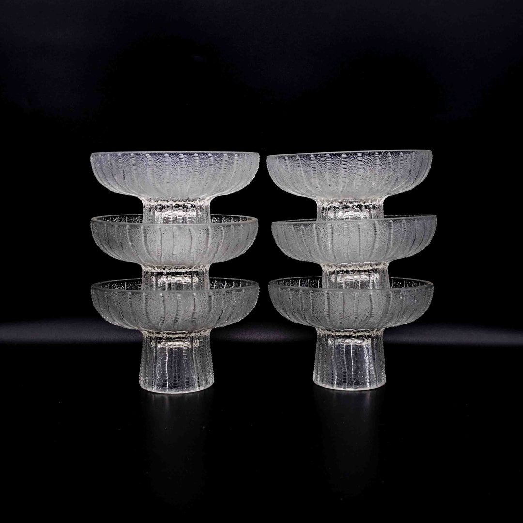 6er Set Eisglas Sockelschalen, gestapelt