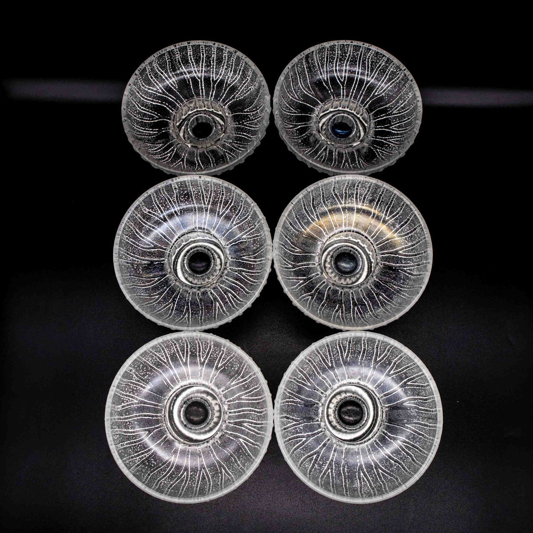 6er Set Eisglas Sockelschalen, von oben fotografiert