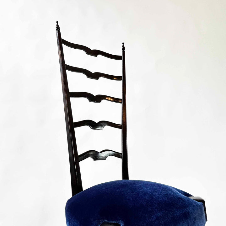 Chiavari Stuhl mit hoher Rückenlehne von Paolo Buffa, Detailansicht Sitz und Lehne