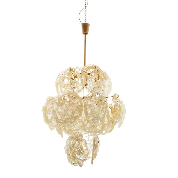 Großformatige "Ragnatela" Murano-Glaspendelleuchte von Mazzega, Seitenansicht