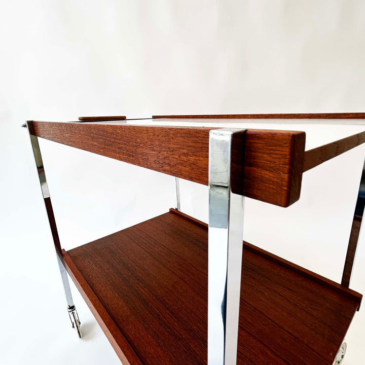 Teak und Chrom Servierwagen, 1960er