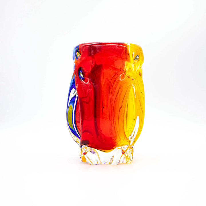 Kunstglasvase „Tricolore“, 1960er Jahre, Untersicht rote Seite