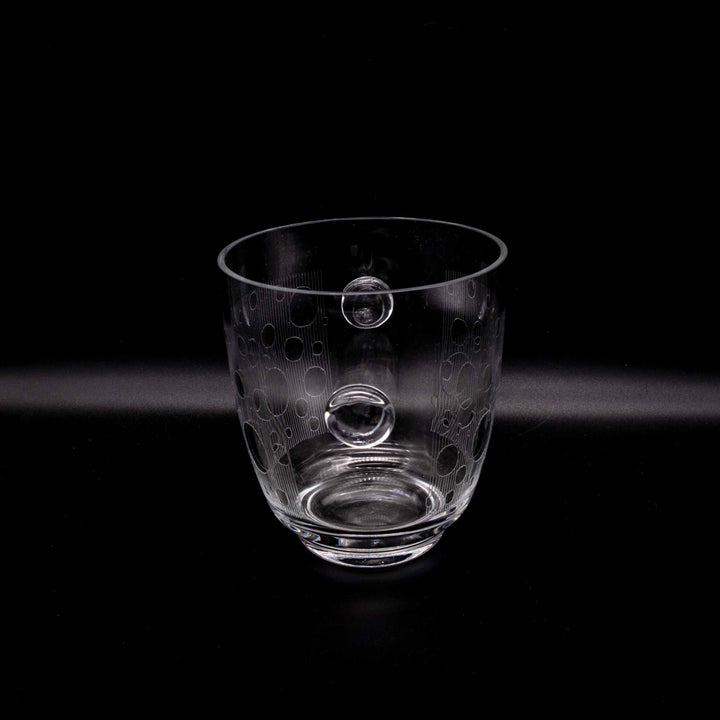 Eiswürfelbehälter aus Glas mit Gravur, Seitenansicht rechts