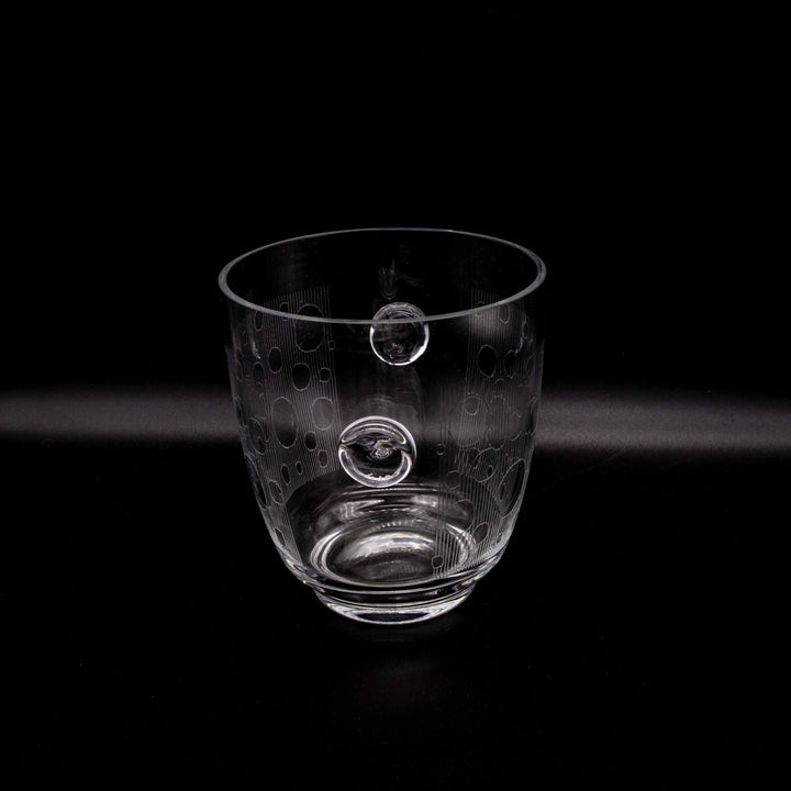 Eiswürfelbehälter aus Glas mit Gravur, Seitenansicht links