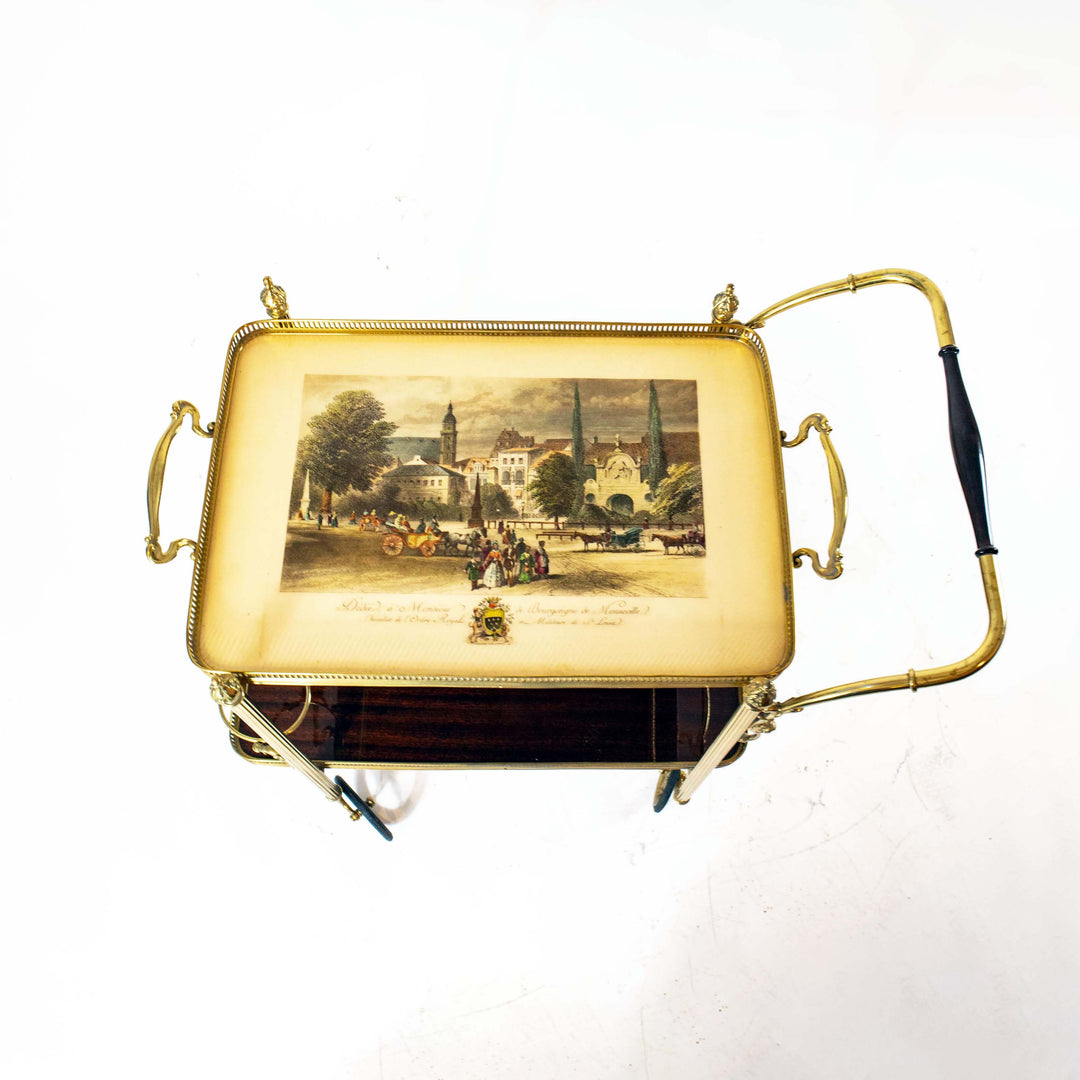 Messing Servierwagen mit abnehmbaren Tablett, Vogelperspektive