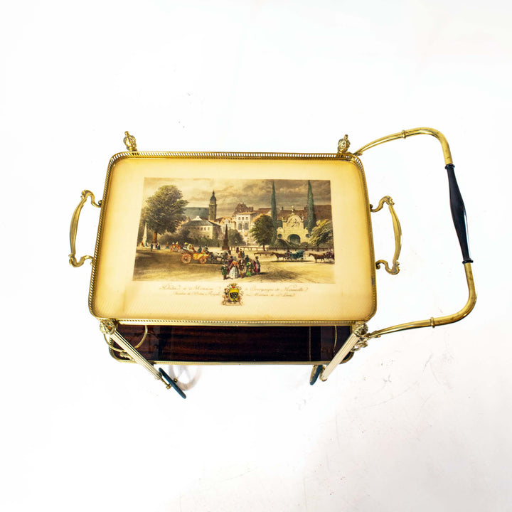 Messing Servierwagen mit abnehmbaren Tablett, Vogelperspektive