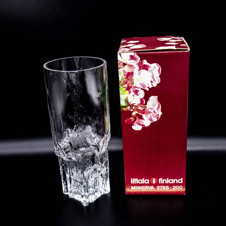 Minerva Vase 2755 200 von Tapio Wirkkala für Iittala, Detailansicht mit Originalverpackung