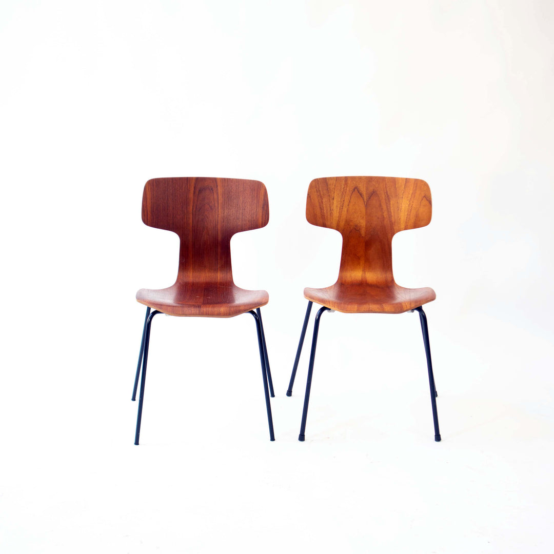 Paar Hammer Chairs Modell 3103 von Arne Jacobsen für Fritz Hansen, Vorderseite