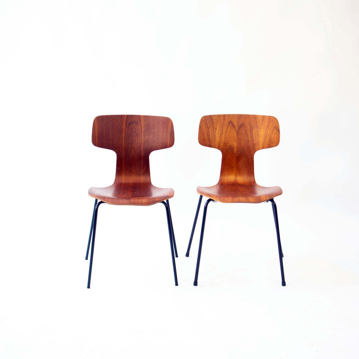Paar Hammer Chairs Modell 3103 von Arne Jacobsen für Fritz Hansen, Vorderseite