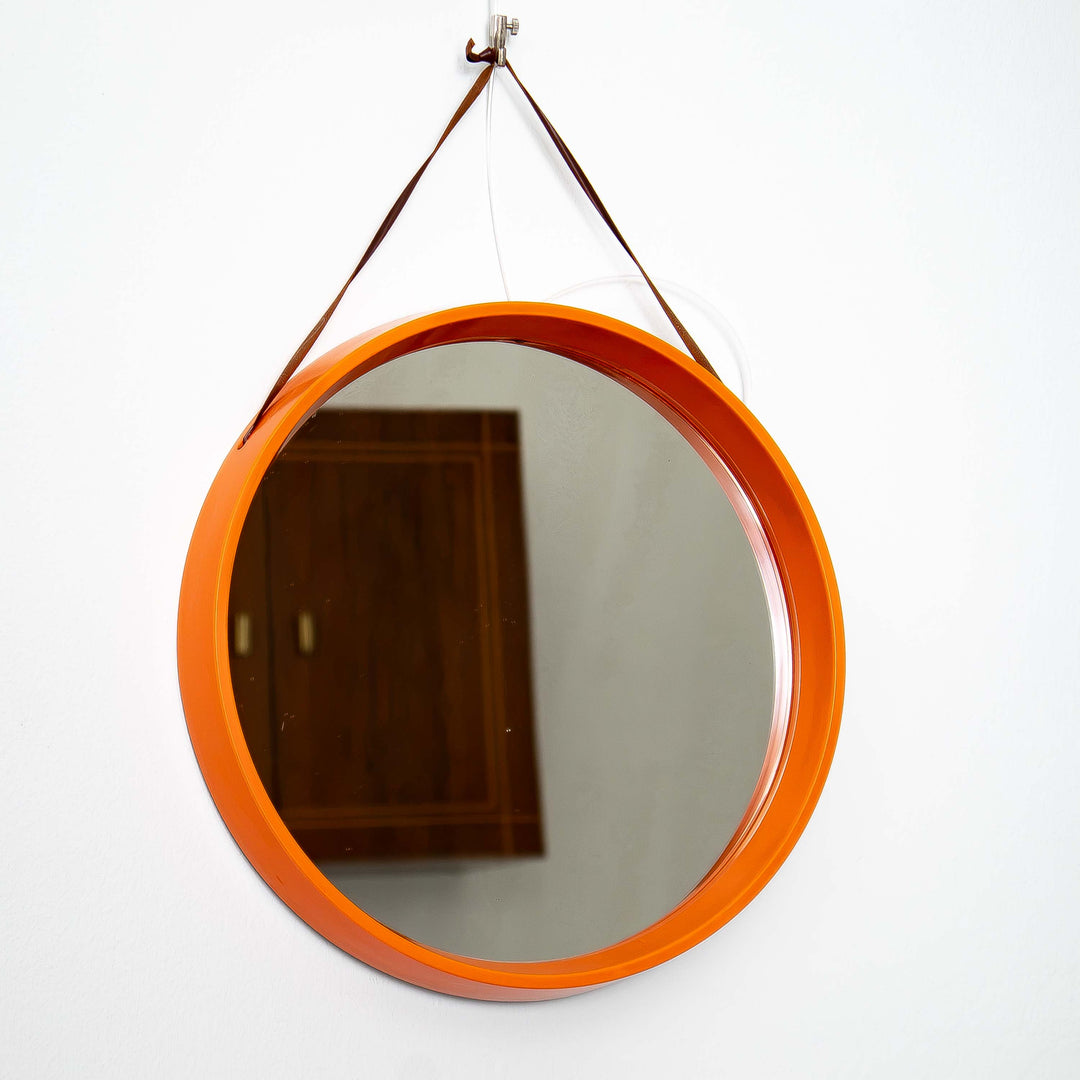 Runder Space-Age Wandspiegel in Orange, Vorderseite