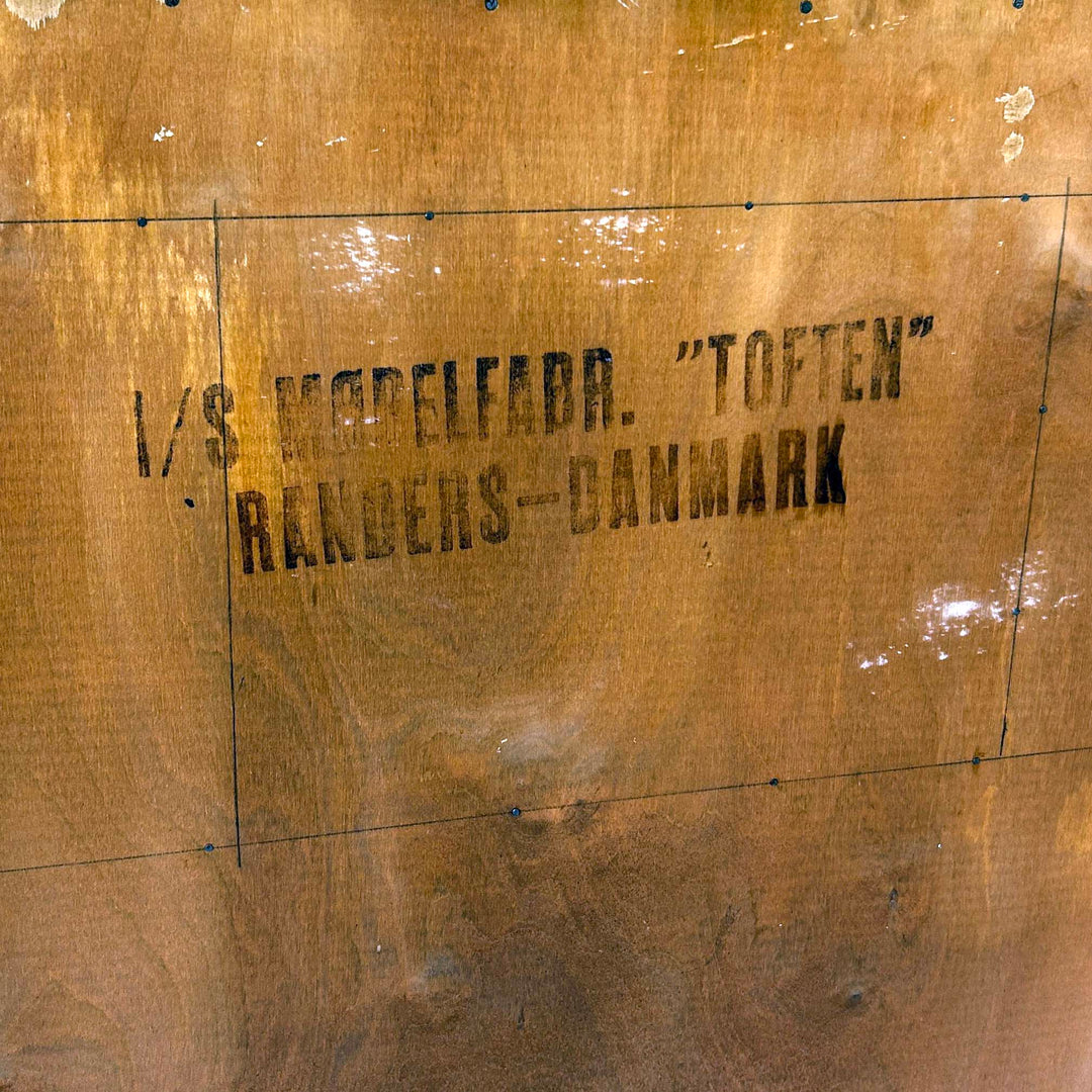 Skandinavischer Teak Sekretär von Randers Møbelfabrik, Beschriftung auf Rückseite