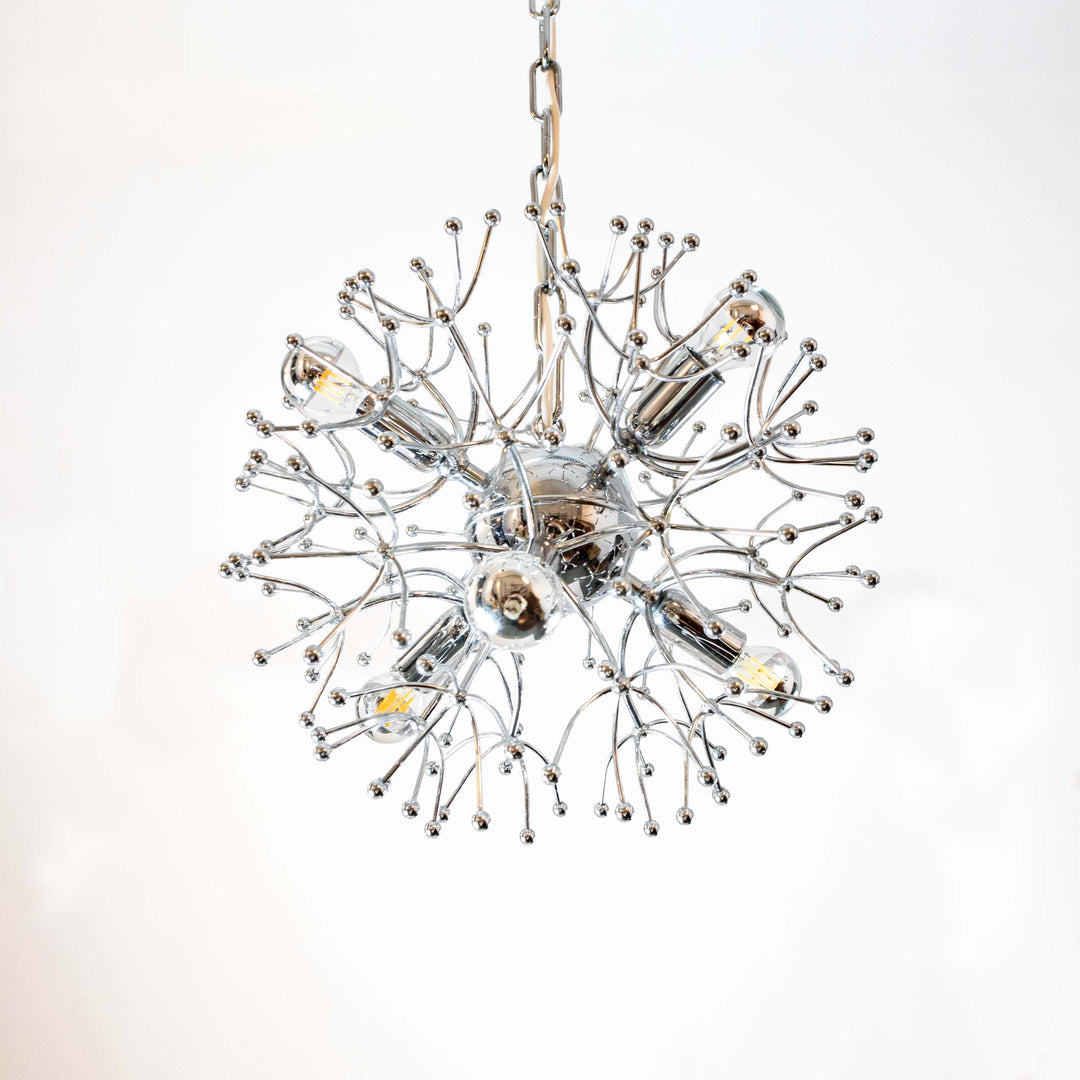 Space Age Sputnik „Dandelion“ Pendelleuchte von Gaetano Sciolari, Nahansicht