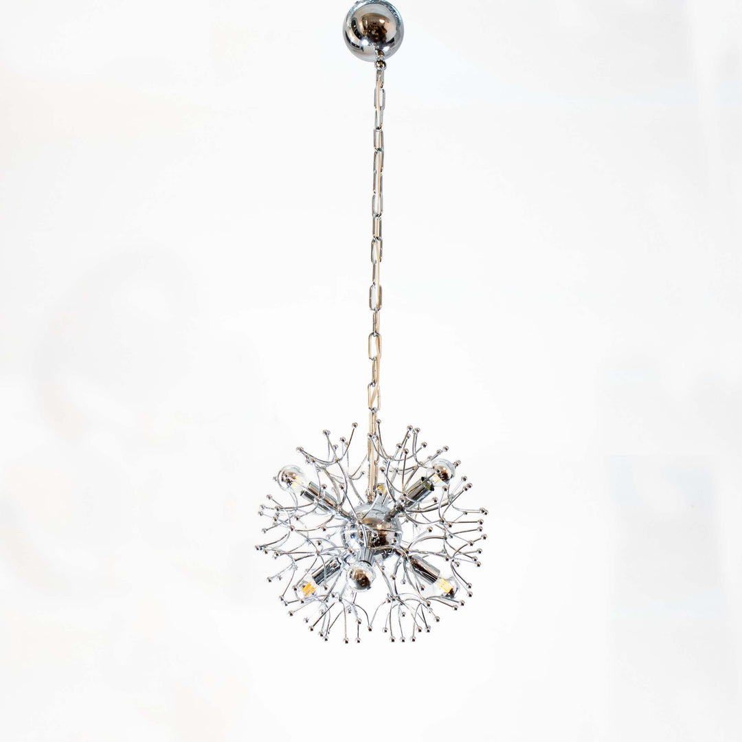 Space Age Sputnik „Dandelion“ Pendelleuchte von Gaetano Sciolari, Vorderseite