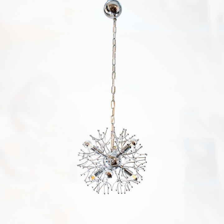 Space Age Sputnik „Dandelion“ Pendelleuchte von Gaetano Sciolari, Vorderseite