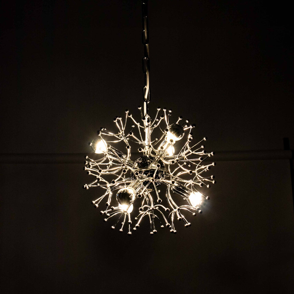 Space Age Sputnik „Dandelion“ Pendelleuchte von Gaetano Sciolari, leuchtend