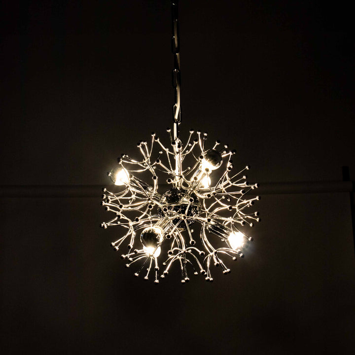 Space Age Sputnik „Dandelion“ Pendelleuchte von Gaetano Sciolari, leuchtend