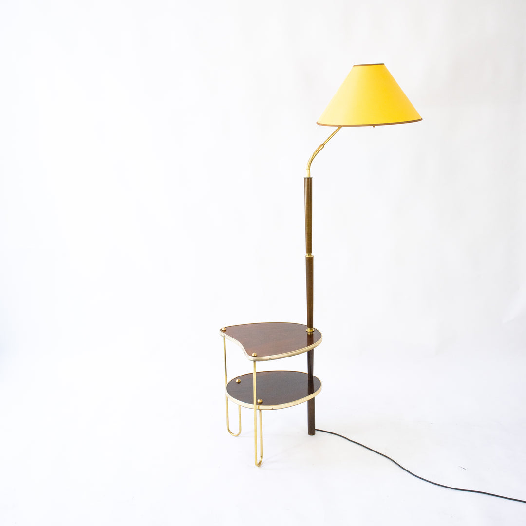 Stehlampe mit integriertem Beistelltisch aus den 1950er Jahren, Detailansicht schwenkbarer Lampenschirm